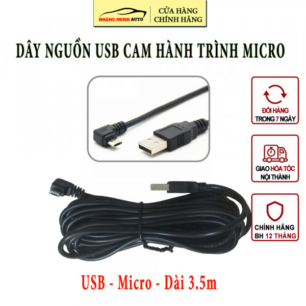 Dây cáp nguồn USB cho camera hành trình - Đầu Micro USB dài 3.5m