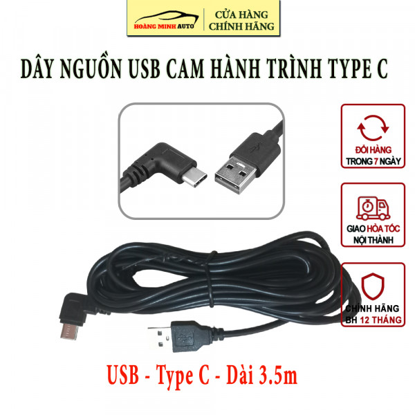 Dây cáp nguồn USB cho camera hành trình - Đầu Type C USB dài 3.5m 
