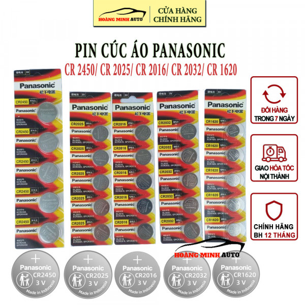 Pin Chìa khoá điều khiển Ô Tô - Pin cúc áo Panasonic CR2032 / CR2025 / CR1620 / CR2016 / CR2450 
