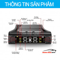 Cảm Biến Áp Suất lốp xe hơi TPMS Hoàng Minh cao cấp - pin năng lượng mặt trời - chíp chống nước IPX7 bảo hành 12 tháng