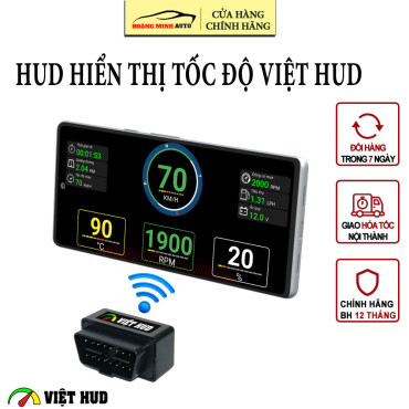 Hud hiển thị tốc độ xe ô tô và cảnh báo Việt HUD - Kết nối không dây 