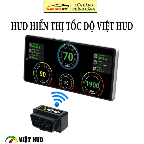 Hud hiển thị tốc độ xe ô tô và cảnh báo Việt HUD - Kết nối không dây 